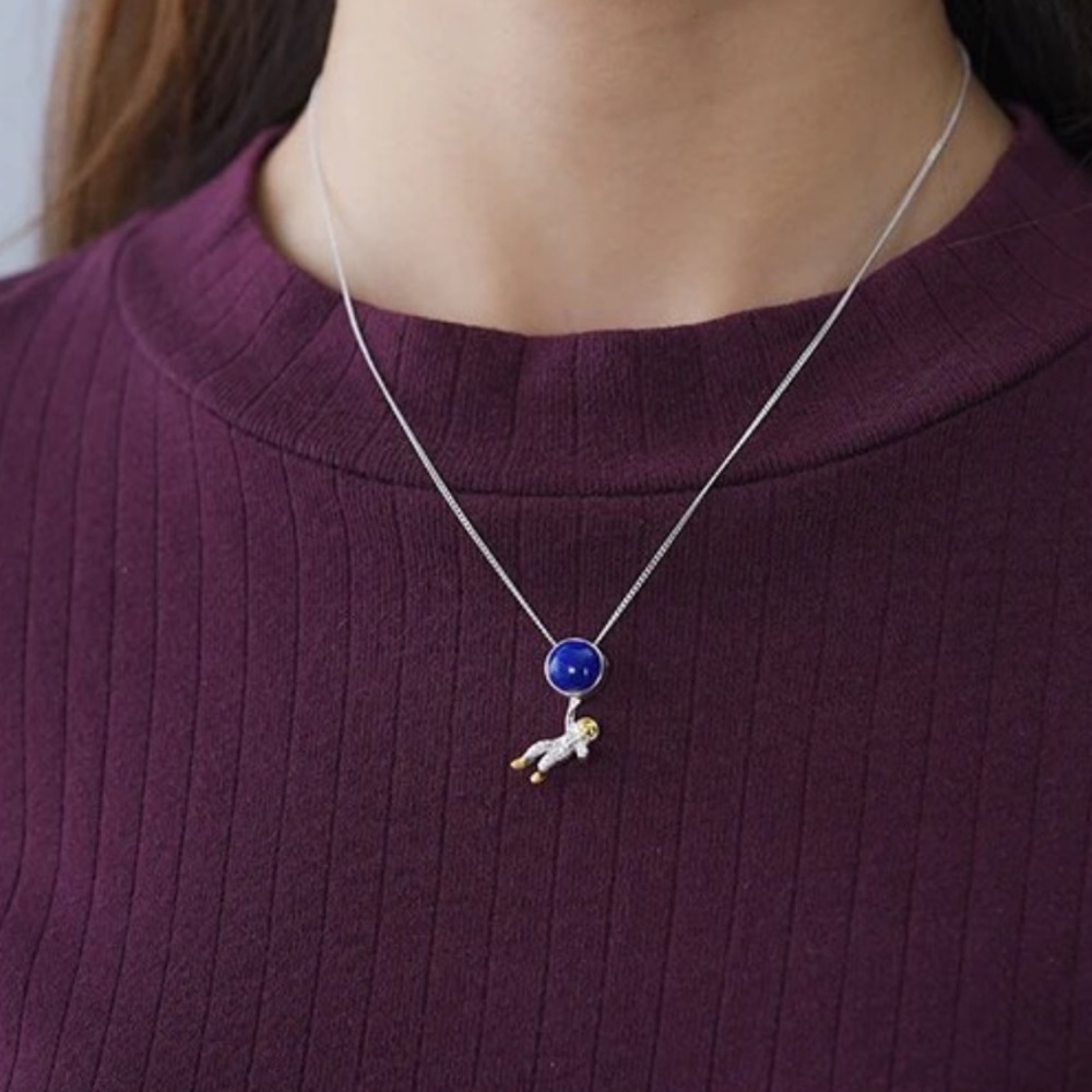 Artisan Handmade Space Odyssey 925 Silver Natural Lapis The Zaida Neck… - Picture 9 of 10